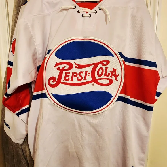 Pepsi White Red Blue Lace-Up Hockey Jersey - Picture 2 of 3